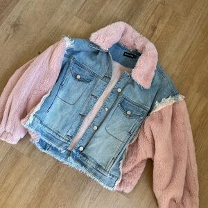 Pretty little thing denim and pink jacket